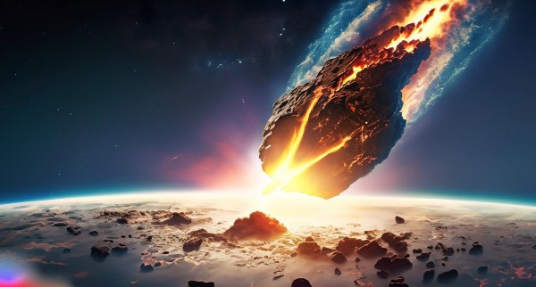 Huge meteor slamming down on earth